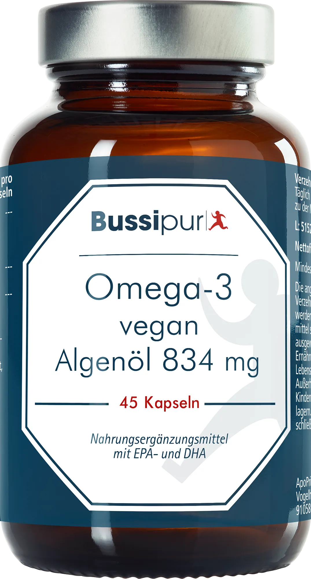 Bussipur Omega-3 vegan Algenöl 834 mg (45 Kapseln)