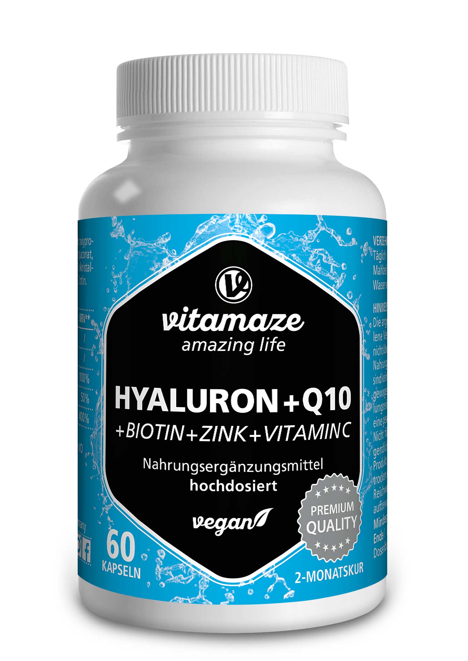 HYALURONSÄURE 200 mg hochdos.+Coenzym Q10 vegan
