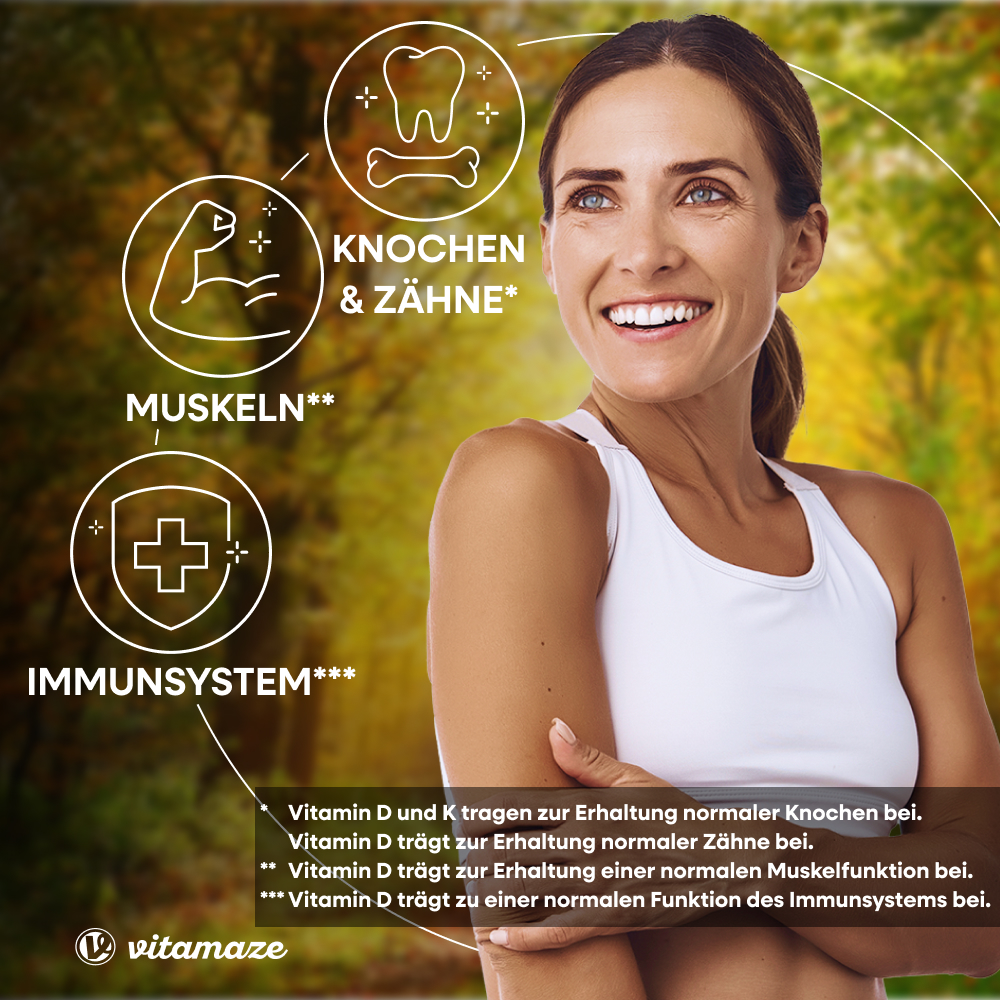 Vitamin D3 2.000 IE + K2 100 µg hochdosiert (240 St)