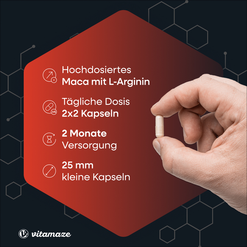 Maca 4000 hochdosiert + L-Arginin + Vitamine + Zink (240 St)