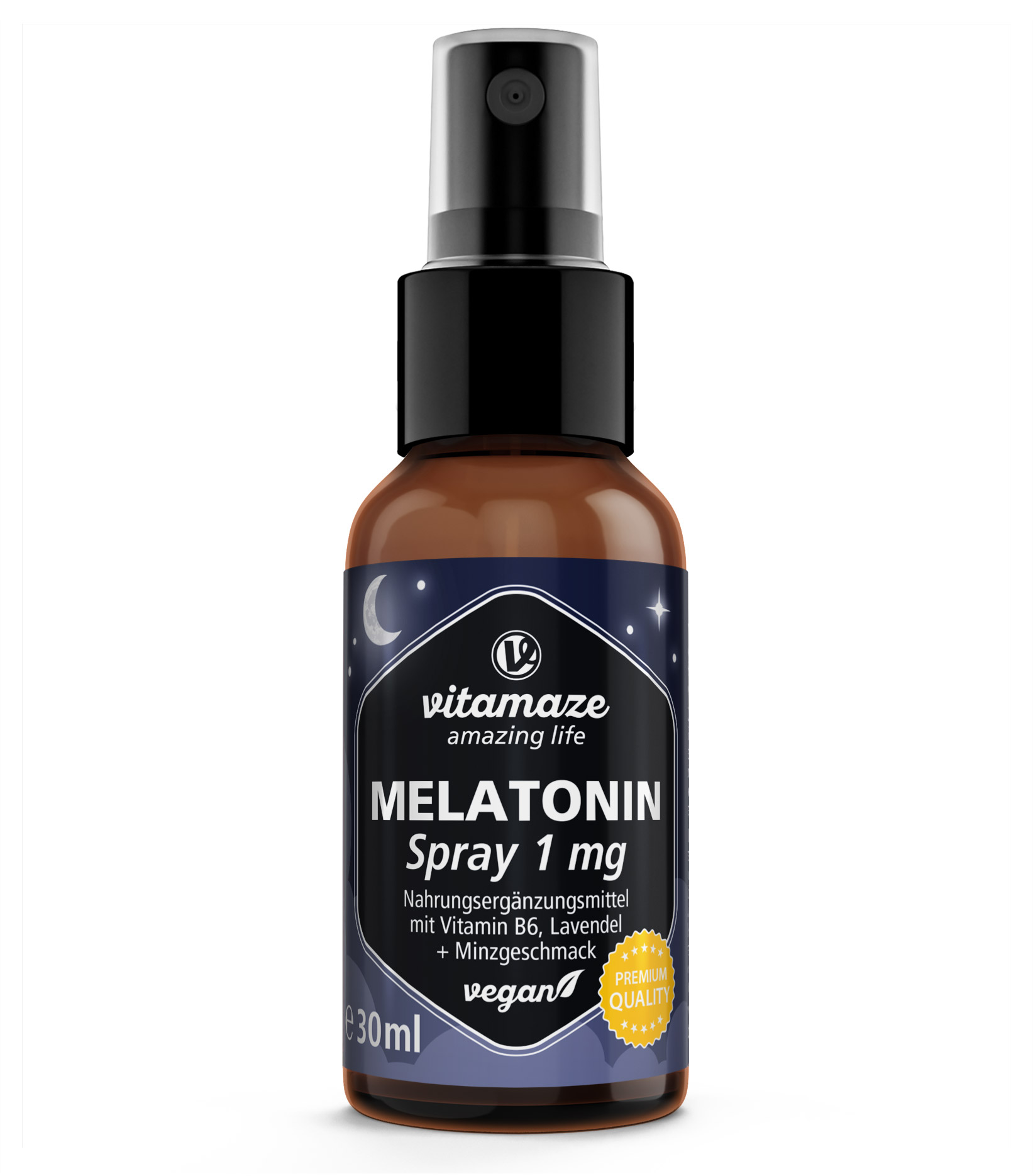 Melatonin 1 mg Spray + Vitamin B6, Lavendel und Minzgeschmack (30 ml)