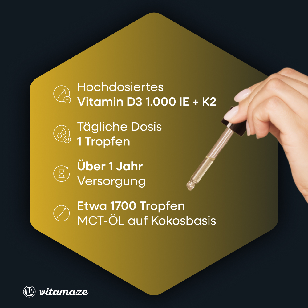 Vitamin D3 + K2 Tropfen, hochdosiert & vegetarisch (50 ml)