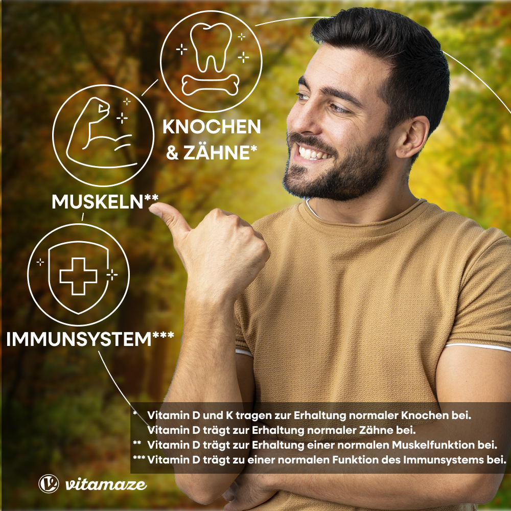 Vitamin D3 + K2 Tropfen, hochdosiert & vegetarisch (50 ml)