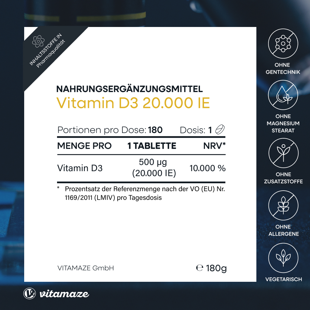 Vitamin D3 Depot 20.000 I.E. extra hochdosiert (180 St)