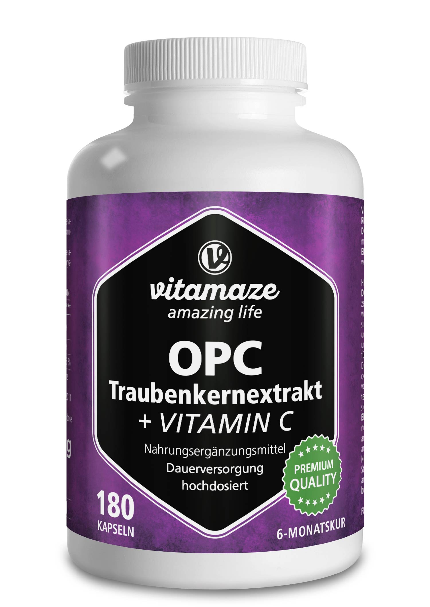 OPC Traubenkernextrakt hochdosiert + Vitamin C (180 St)